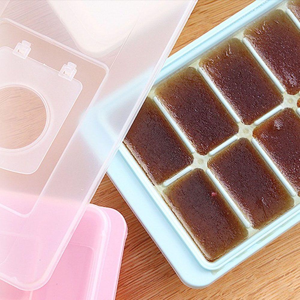 Khay Làm Đá Bằng Nhựa 16 Ngăn Có Nắp Đậy Tiện Lợi