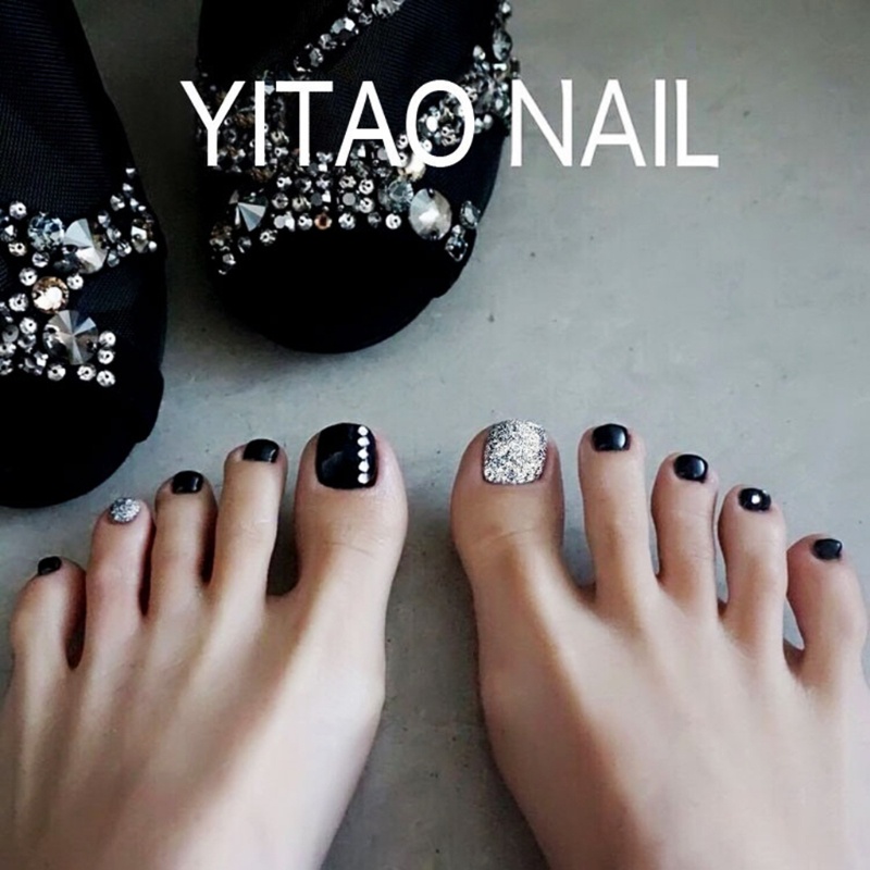 XIXI Set 24 Móng Chân Giả Màu Trắng Trang Trí Ốp