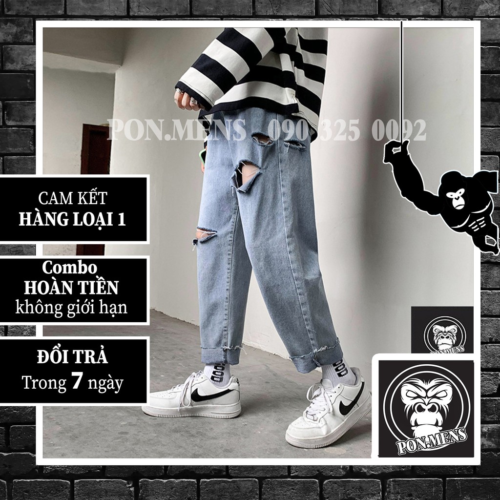 Quần jean baggy rách nam nữ mới k788 2021 Pon.mens | BigBuy360 - bigbuy360.vn