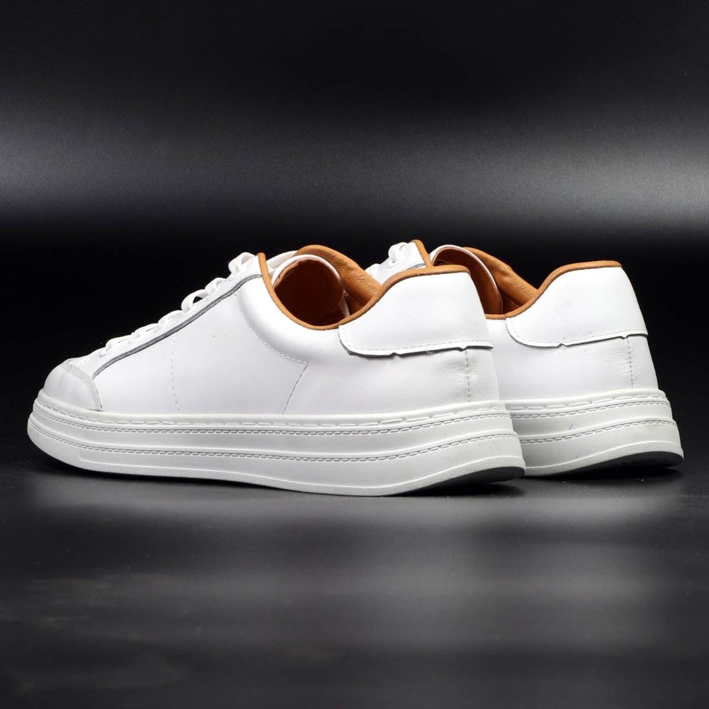 Giày Thể Thao LC2101 White Sneaker Lucas Shoes, da bò thật, đế khâu cao 3,5cm, dễ phối đồ - BH 1 năm