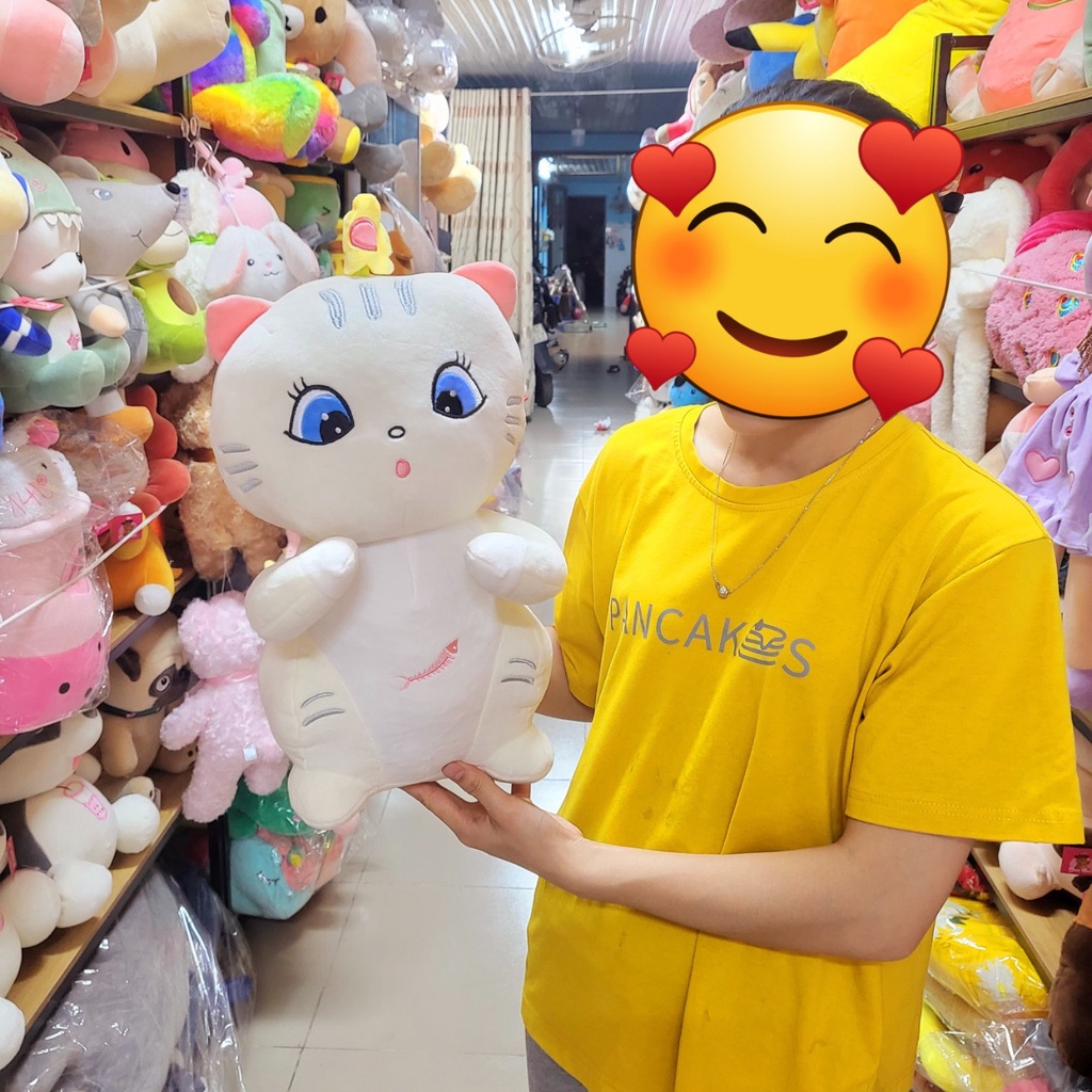 Gấu bông mèo lông xù cầm bơ