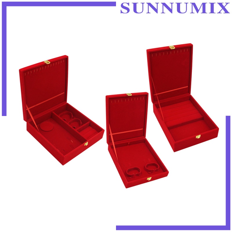 Hộp Nhung Đỏ Đựng Trang Sức Trưng Bày Sang Trọng