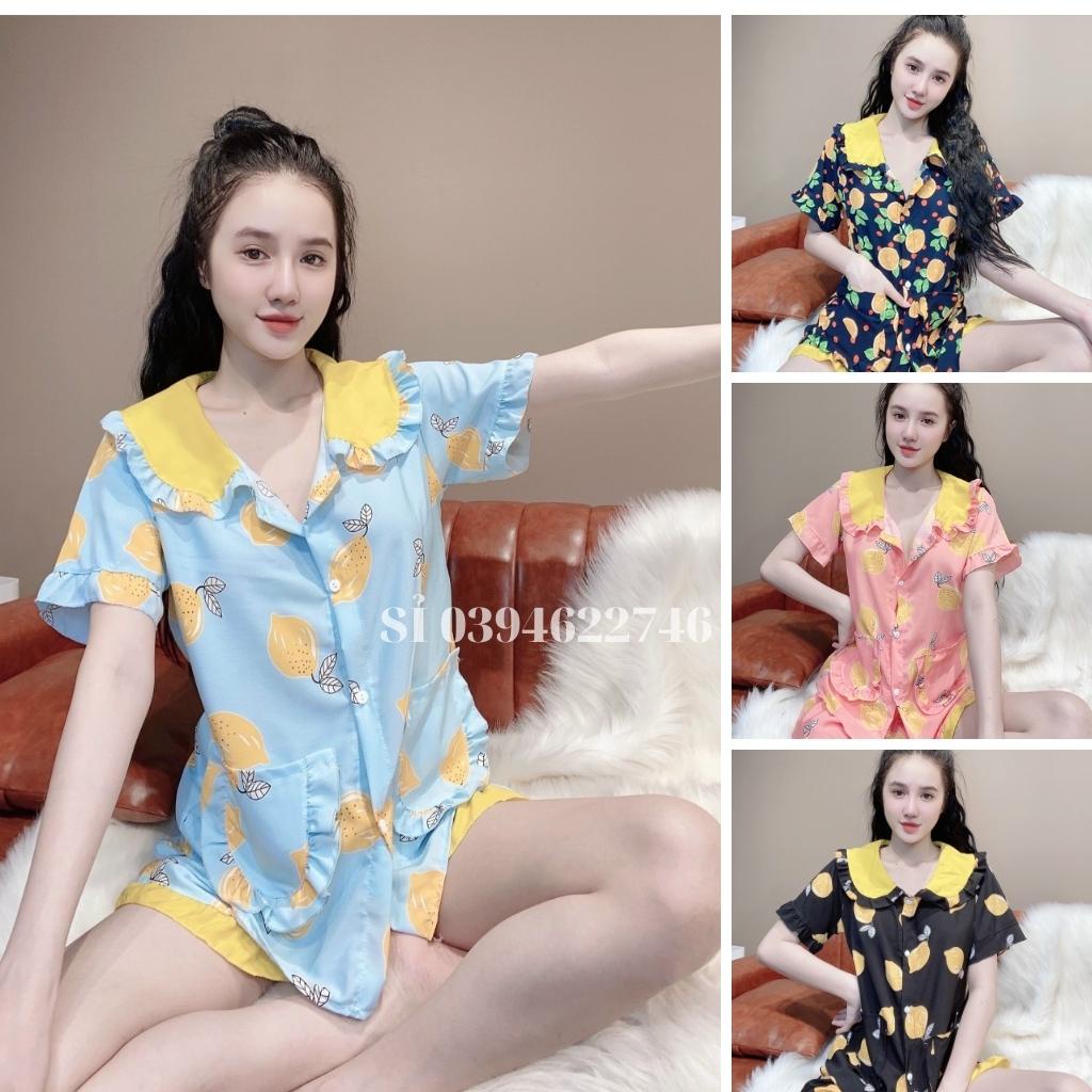 Bộ đồ ngủ nữ mùa hè pijama cộc tay chất lụa họa tiết,Đồ bộ nữ hot 2021 BN21