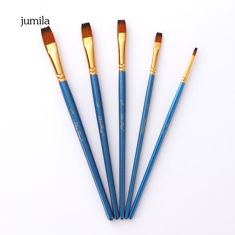 Set 5 cọ vẽ tô màu nước/màu dầu/acrylic với lông sợi nylon chuyên dụng