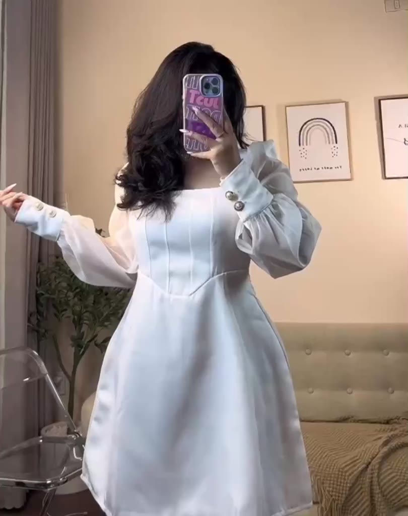 Bigsize Đầm dự tiệc thiết kế tay voan dài sang chảnh 50-90kg | BigBuy360 - bigbuy360.vn