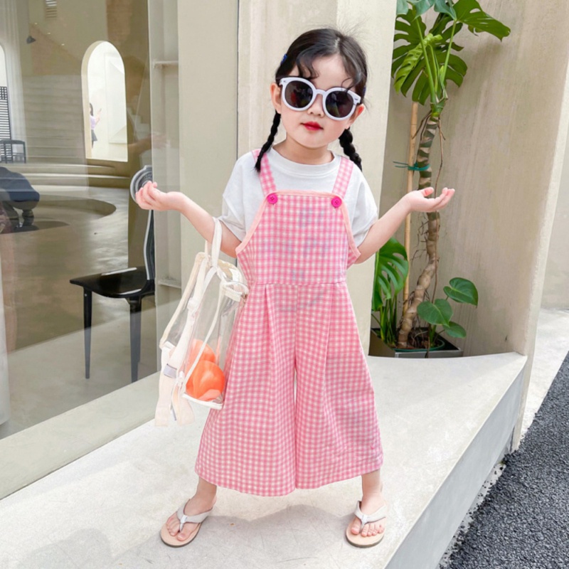 Quần Yếm Ống Rộng Họa Tiết Sọc Caro Se7En Cho Bé Gái 1-6 Tuổi
