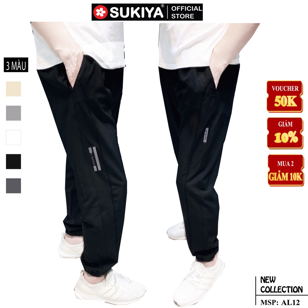 Quần jogger nam SUKIYA thể thao Basic,Chất Vải Gió Mềm,Co Giãn Vận Động Thoải Mái,ống bo chun năng động QTT03