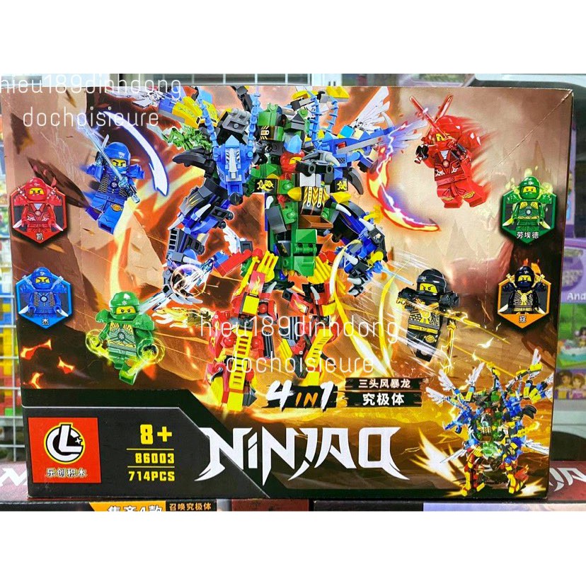 Lắp ráp Xếp hình not Lego Ninjago 86003 : robot rồng của các ninja 4in1