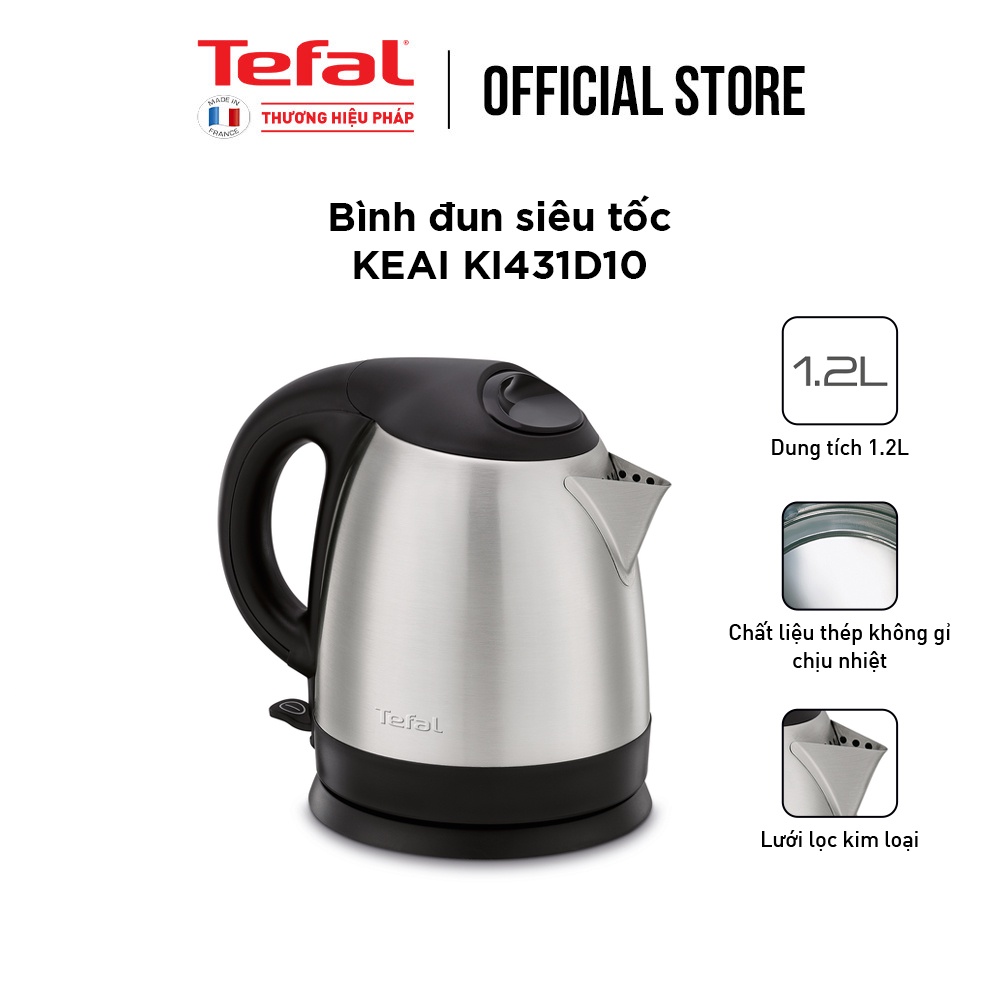 Bình đun siêu tốc Tefal KI431D10 - inox - 1800W, 1.2L