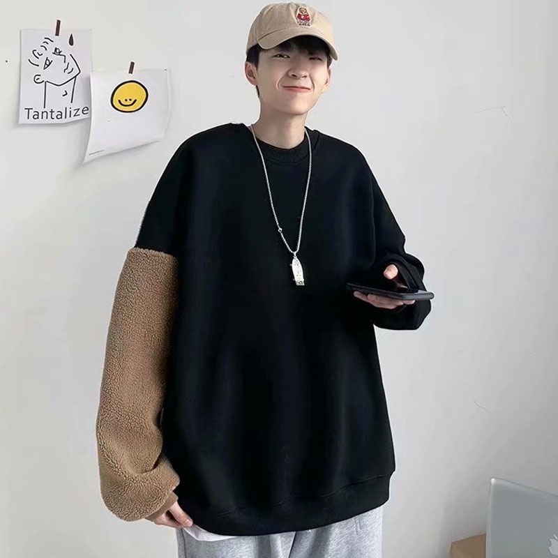 Áo sweater tay dài cổ tròn thêu họa tiết hoạt hình đáng yêu thời trang mùa thu năng động dành cho nam