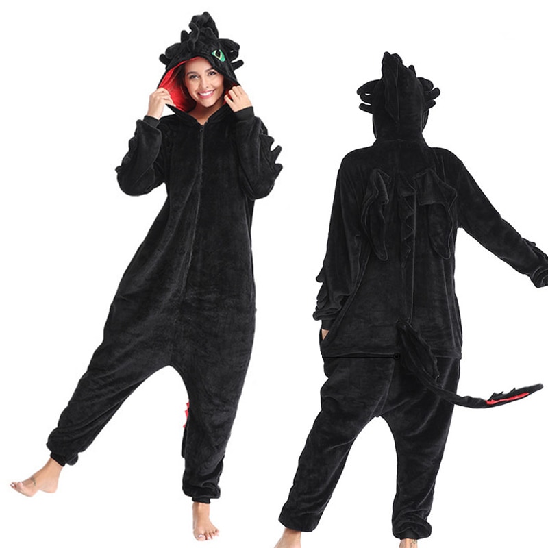 Bộ Đồ Ngủ Liền Thân Hóa Trang How to Train Your Dragon Bằng Vải Flannel Dành Cho Nam Và Nữ C46762AC