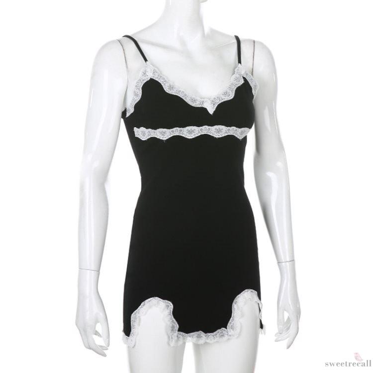 Đầm Ôm Hai Dây Phối Ren Gợi Cảm Cho Nữ | BigBuy360 - bigbuy360.vn