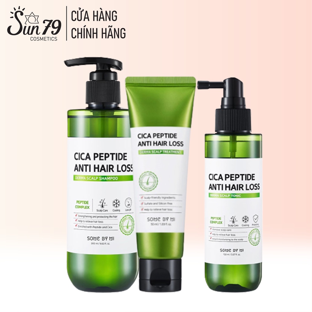 Bộ 3 Sản Phẩm Dưỡng Tóc Some By Mi Cica Peptide Anti-Hair Loss Derma Scalp (Dầu gội 285ml+Dầu Xả 50ml+Xịt dưỡg 150ml)