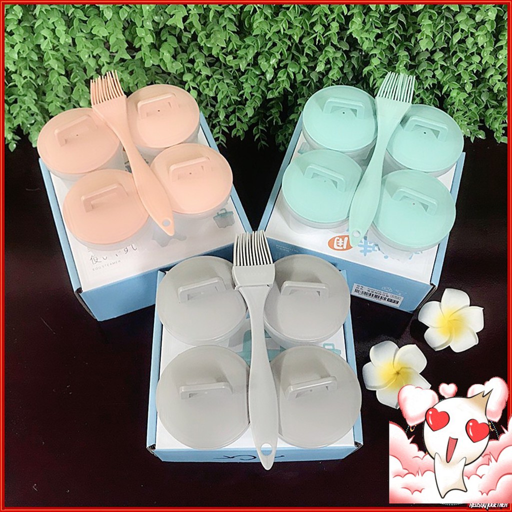 Set Khuôn Hấp Trứng, Làm Bánh Ăn Dặm Cho Bé (Bộ 4 Khuôn Nhựa Chịu Nhiệt Cao Cấp)