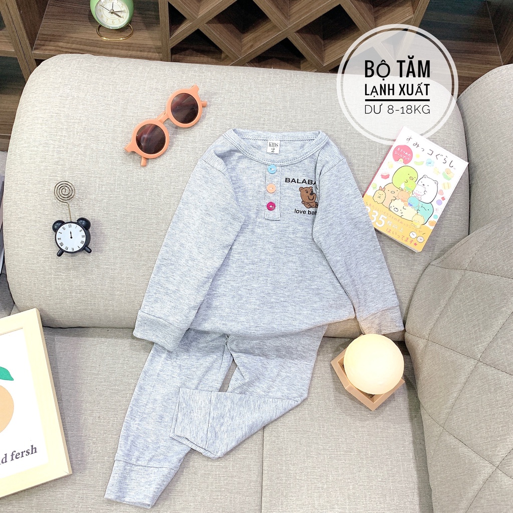 Bộ thu đông bé gái, Bộ Dài Tay Cho Bé Trai, Bé Gái Minky Mom len tăm co giãn Bo Gấu, Đồ Bộ Cho Bé Mặc Nhà Thu Đông