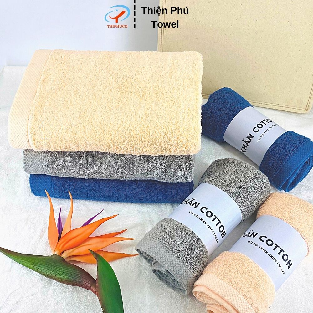 Khăn Mặt Cotton Cao Cấp Seashell Thiện Phú 35*80*125g, Khăn Lau Mặt Y755 Chất Bông Sợi Tự Nhiên Thấm Nước Tốt
