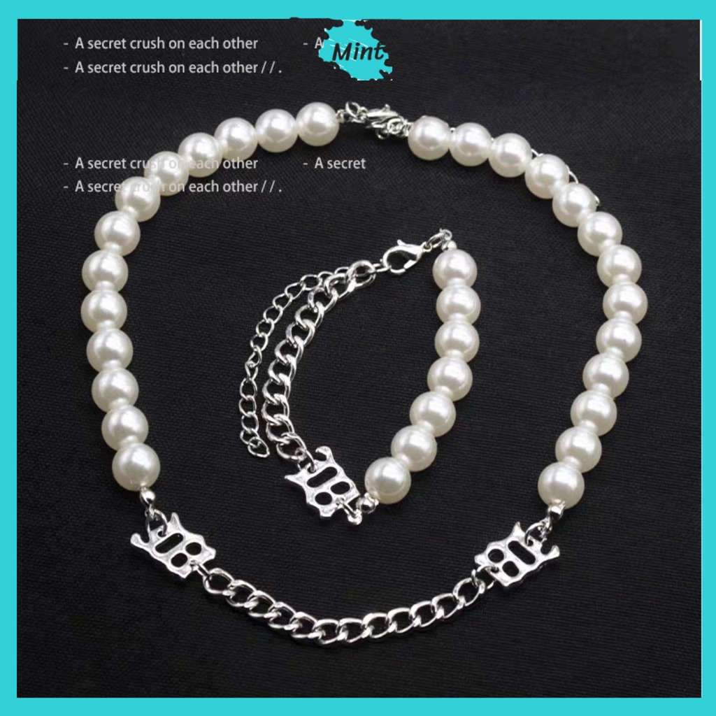 Vòng Cổ ❤️FREESHIP❤️ Dây Chuyền Cá Tính Chữ M Phối Xích Chuỗi Ngọc Trai Nhân Tạo Lớn Phong Cách Bohemian