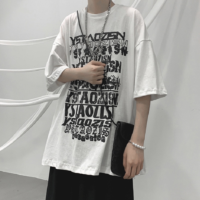 Áo Thun Tay Ngắn Dáng Rộng In Chữ Phong Cách Hip Hop Nhật Bản Thời Trang Mùa Hè Cho Nam Và Nữ size M-8XL