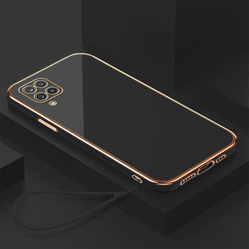 Ốp Điện Thoại Mềm Mạ Họa Tiết Sang Trọng Kèm Dây Đeo Cho Samsung A12 M12