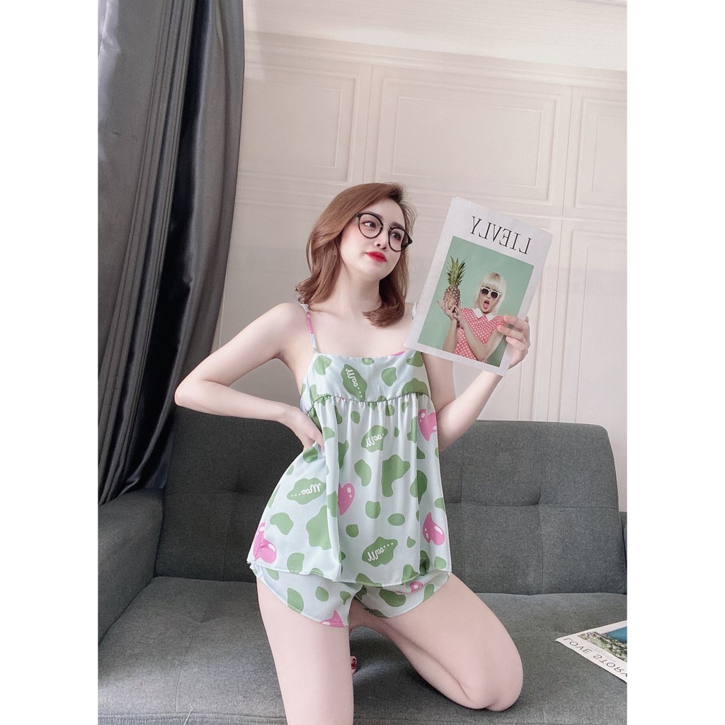 Đồ ngủ nữ,  mặc nhà kèm quần, kiểu dáng gợi cảm, chất lụa Satin mịn đẹp, phom dưới 58kg- tùy chiều cao | BigBuy360 - bigbuy360.vn