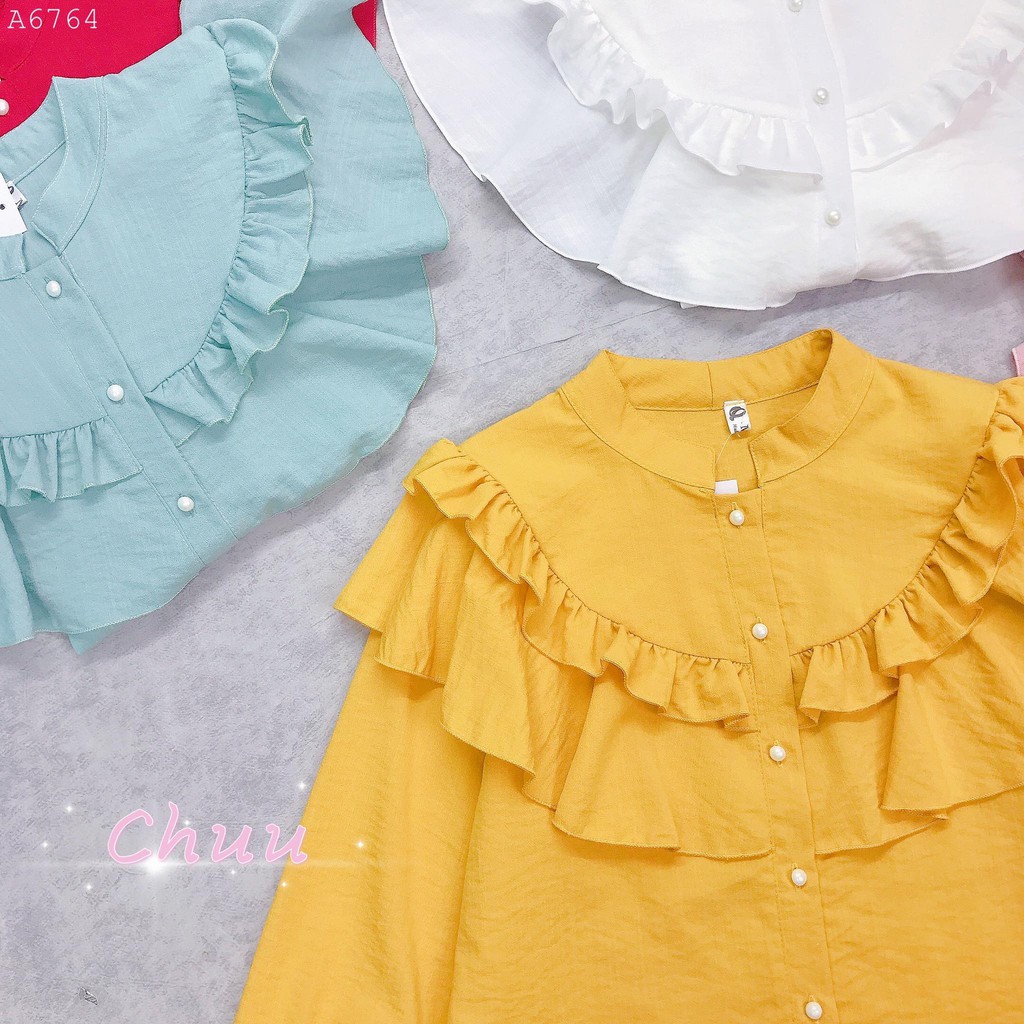 [ Mã WASTRUN4 giảm 10% tối đa 30K đơn 99K] Áo Nữ Bánh Bèo Kiểu Sơ Mi Công Sở Tay Dài, Phong Cách Tiểu Thư CHUU A6764 | BigBuy360 - bigbuy360.vn