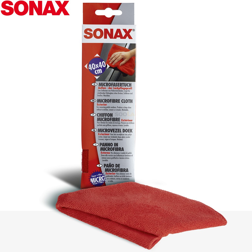 Khăn lau xe siêu sợi Sonax ô tô xe máy Micro Fibre Cloth exterior 40x40cm 04162000
