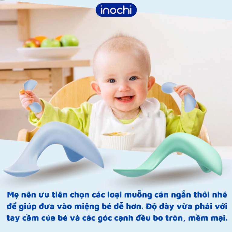 Bộ 2 Thìa (Muỗng) Tập Ăn Amori INOCHI, Thìa Tập Xúc Thức Ăn Cho Bé Ăn Dặm