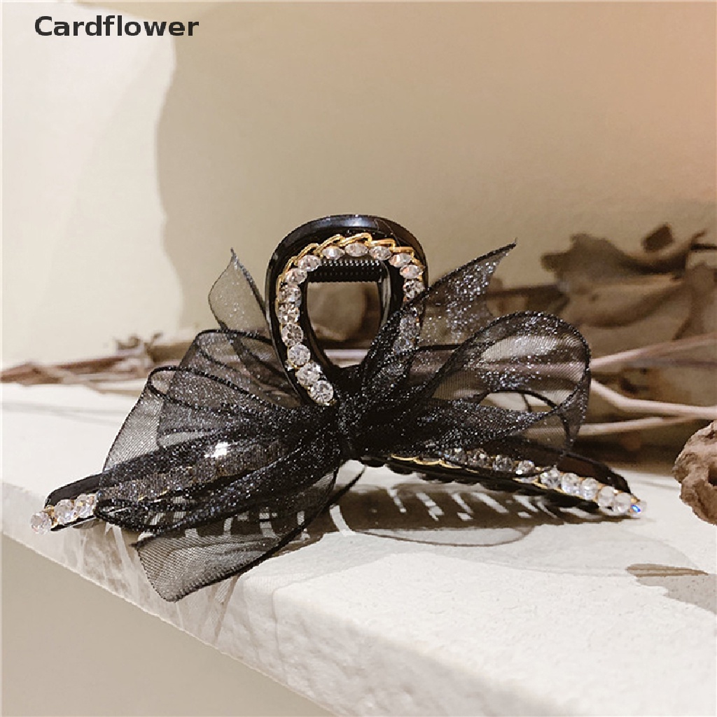 &lt; Cardflower &gt; Kẹp Tóc Móng Vuốt Đính Hạt Hình Cá Mập Phối Dây Xích Phong Cách Ins Cho Nữ