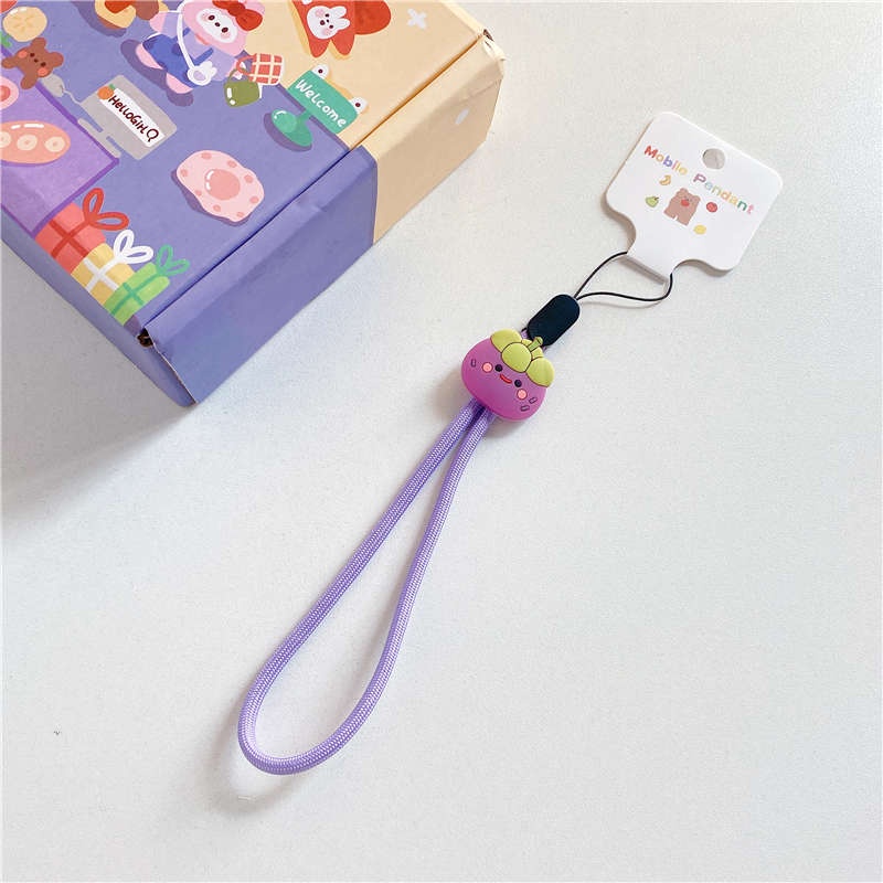 Dây đeo silicon họa tiết trái cây dễ thương trang trí điện thoại ví chìa khóa