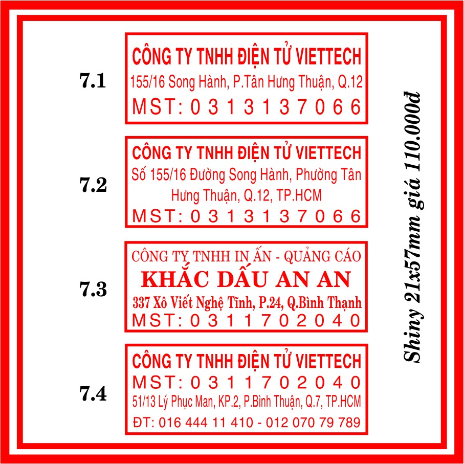 Khắc dấu cửa hàng, khắc dấu công ty