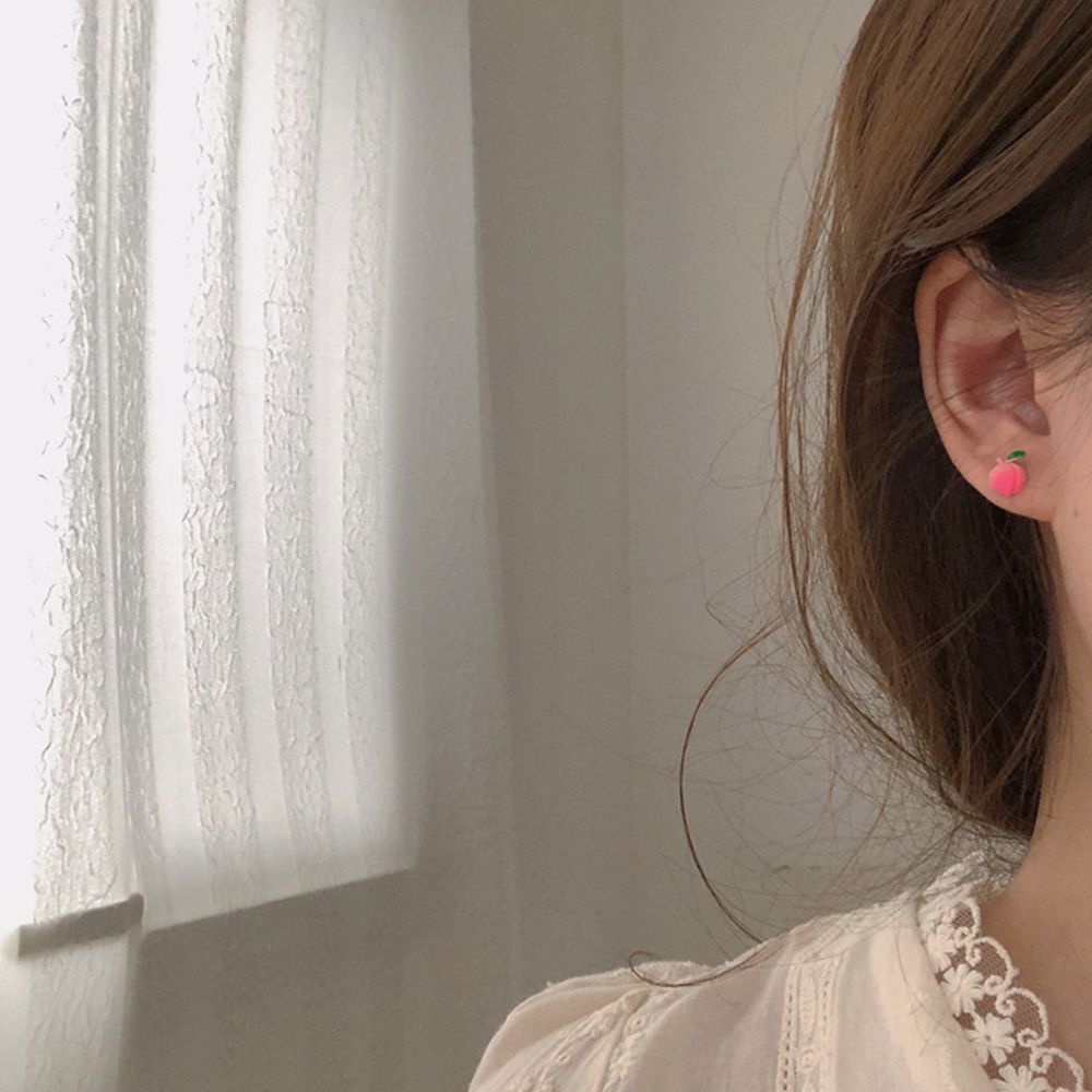 Bộ 3 đôi bông tai hình hoa đào bằng kim loại màu hồng dễ thương dành cho nữ