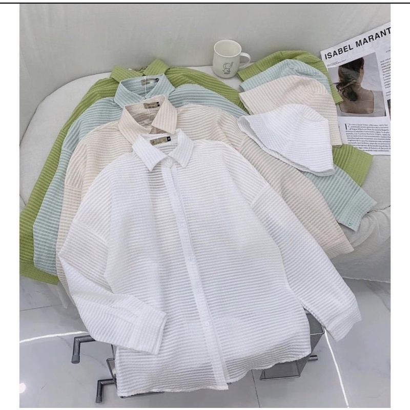 ÁO SƠMI KÈM MŨ Vải kẻ ô siêu xinh mặc thường hay khoác ngoài hàng nhập quảng châu style ullzang hàn quốc