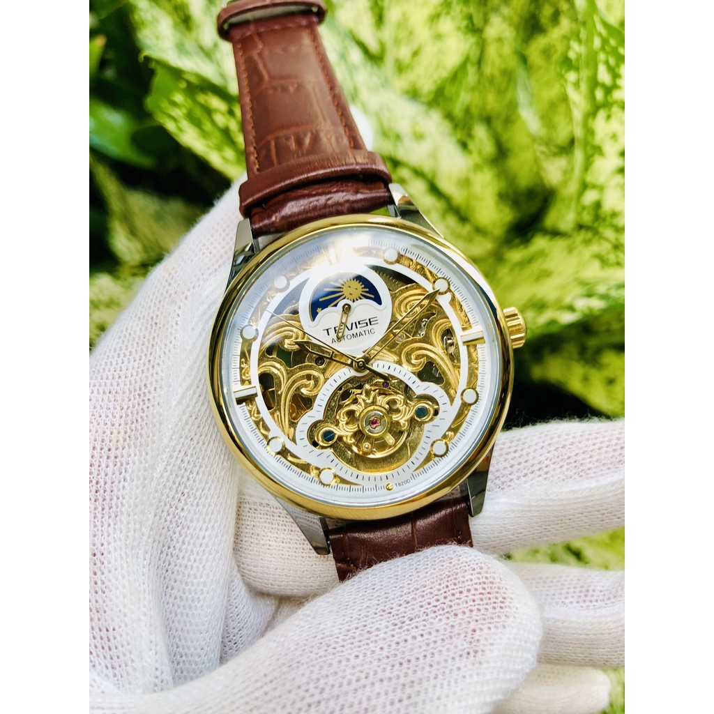 ĐỒNG HỒ NAM CƠ AUTOMATIC LỘ MÁY TEVISE 795A CHÍNH HÃNG DÂY DA CAO CẤP (TẶNG KÈM HỘP)