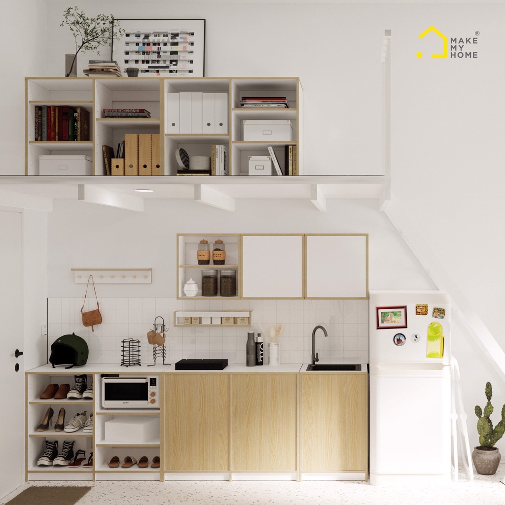 Kệ Treo Tường, Kệ Gỗ Treo Trang Trí Màu Trắng Đa Năng Make My Home EZ 1