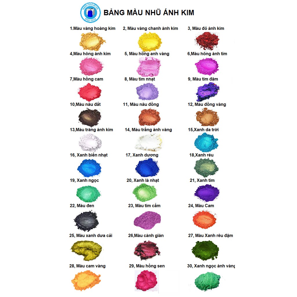 Bộ 30 màu nhũ ánh kim nhập khẩu loại tốt (30 hũ )