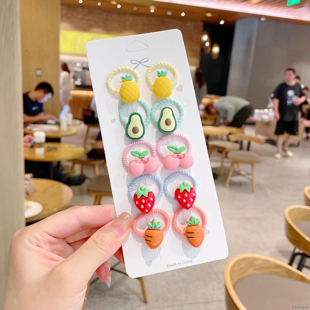 Set 10 dây cột tóc hình trái cây/ hoa/ động vật dễ thương cho bé gái