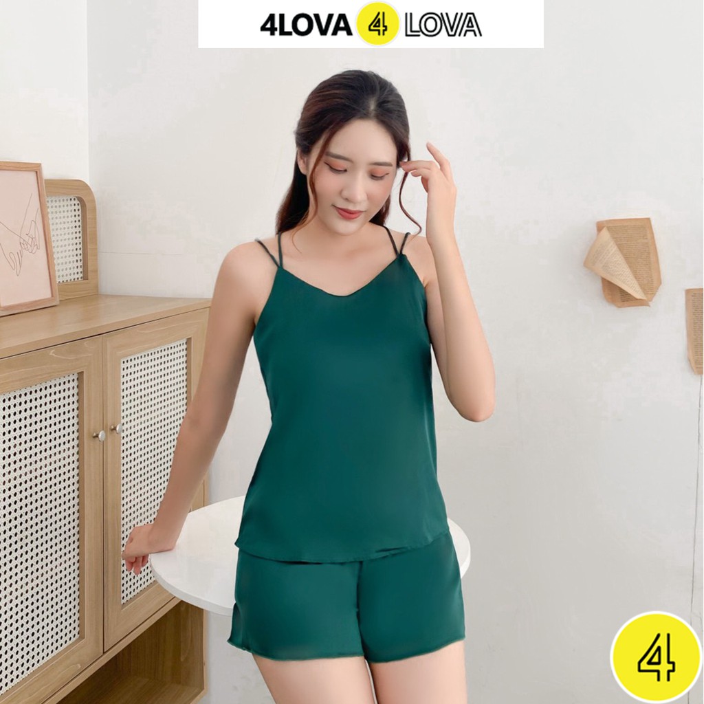 Áo 2 dây trơn vải lụa satin mềm mại 4LOVA thiết kế đan chéo lưng nữ tính