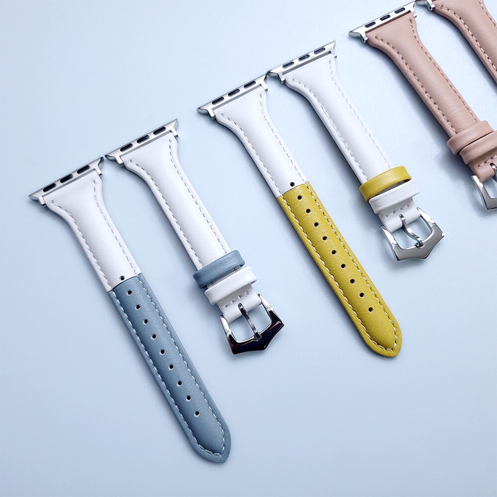 Dây Đeo Bằng Da Mỏng Kích Thước 40mm 38mm Dành Cho Đồng Hồ Thông Minh Iwatch 1 2 3 4 5 6 Se 44mm 42mm