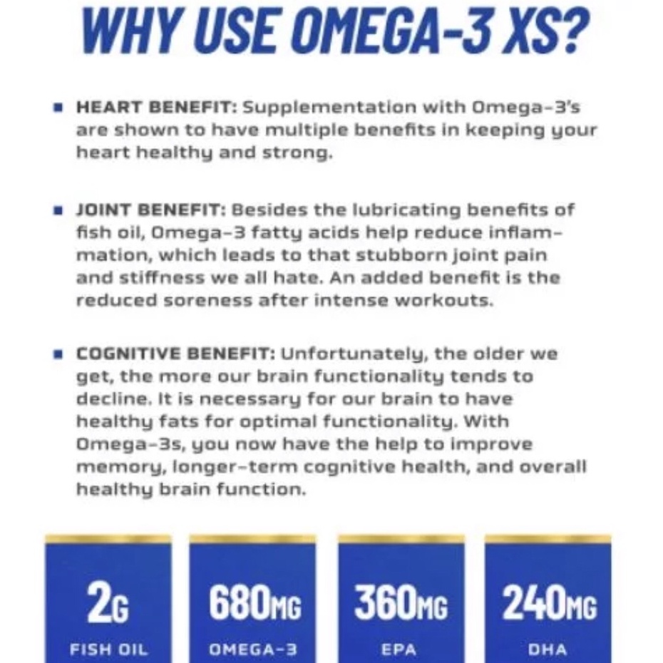 Omega 3 Cung Cấp Chất Béo Tốt Ronnie Coleman Omega XS ( 120 viên)