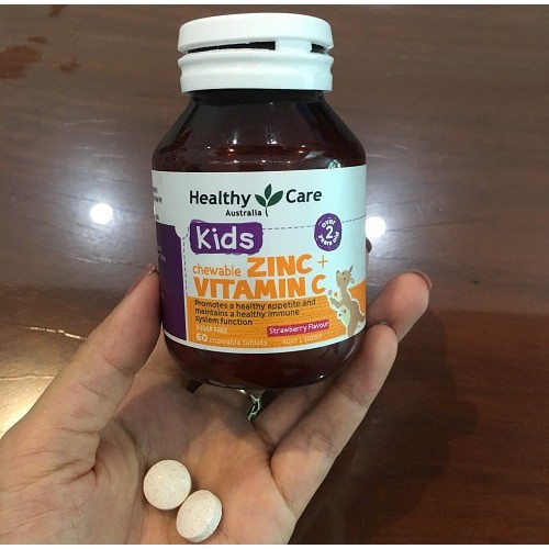 Viên nhai bổ sung Kẽm Vitamin C cho bé Healthy Care Kids của Úc - 60 viên giúp bé ăn ngon ngủ ngon