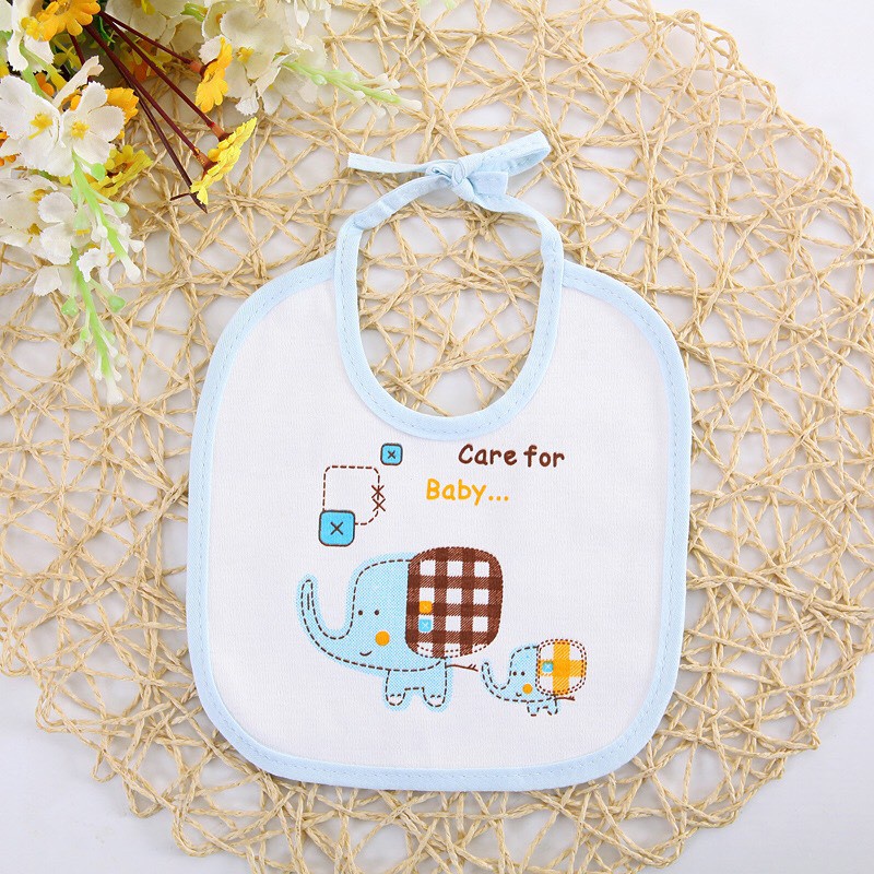 Yếm cổ giữ ấm cho bé, yếm ăn dặm chống thấm buộc dây hình con voi đáng yêu Baby_Mom