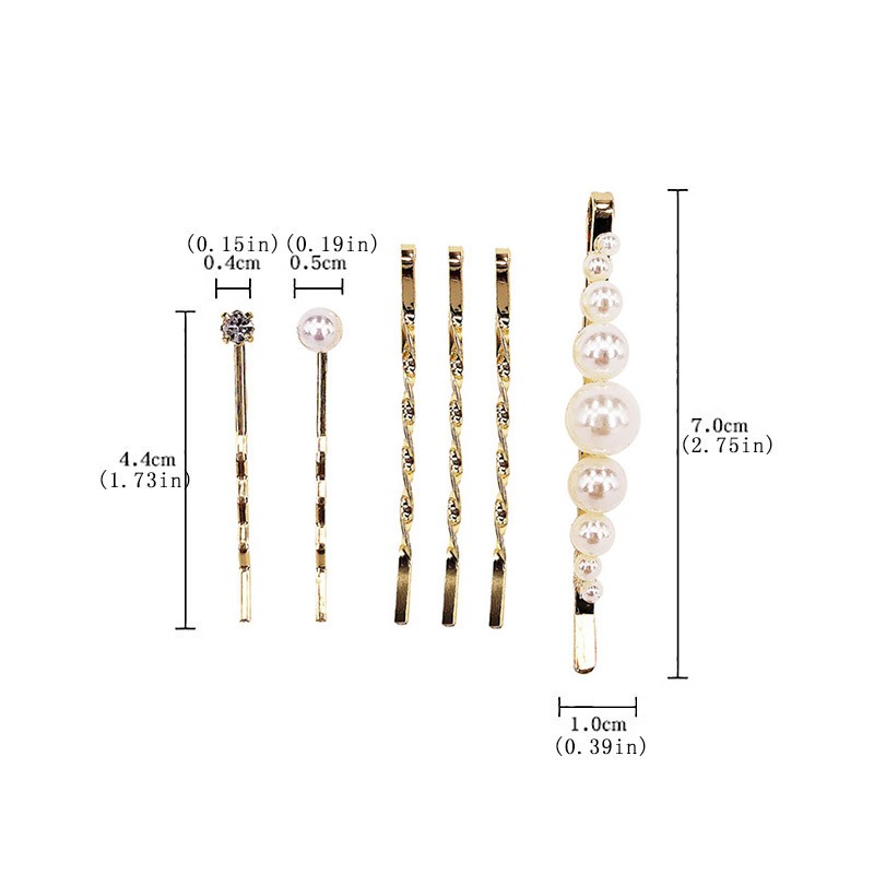 Kẹp tóc đính hạt giả ngọc trai phong cách Hàn Quốc