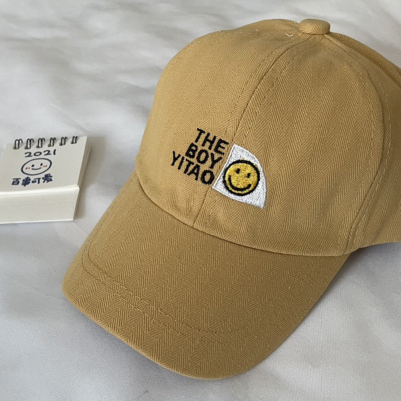 Mũ lưỡi trai thêu hình mặt cười thời trang cho bé