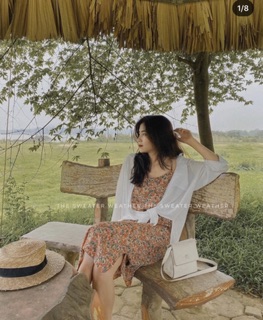 Set đầm hoa + áo khoác