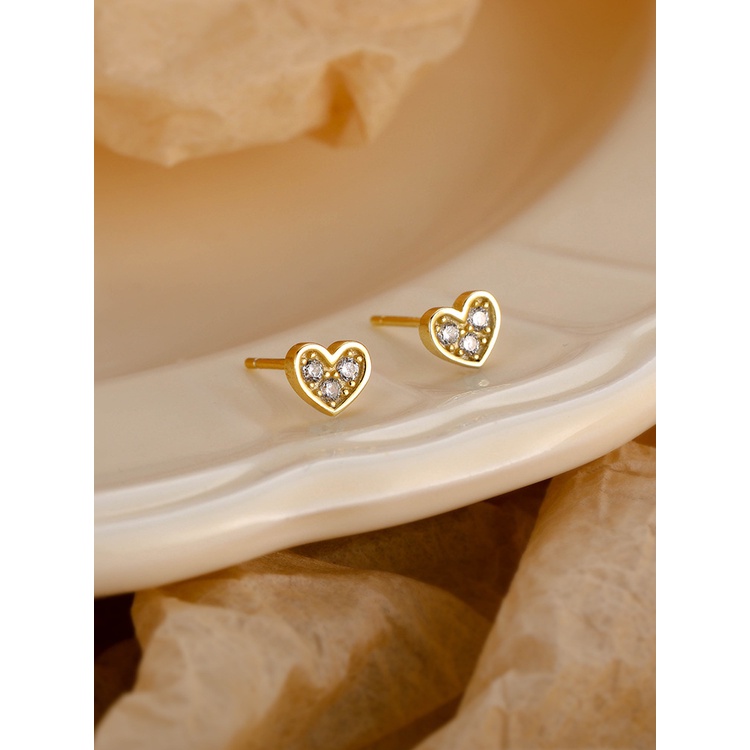 Bông Tai Bạc 925 Hình Trái Tim Nhỏ Xinh Thời Trang Mới Cho Nữ