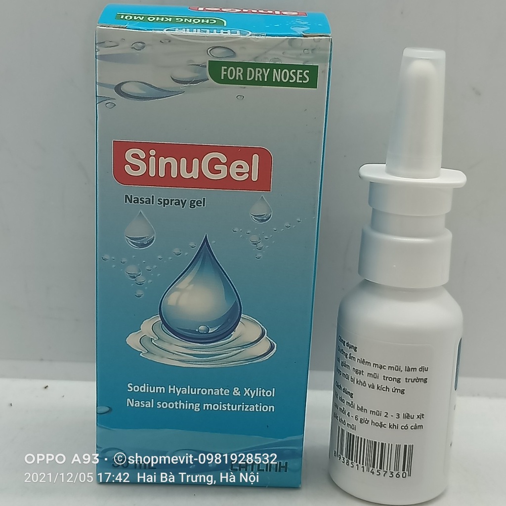 [Chính hãng] SinuGel Gel xịt mũi lọ 30ml chống khô mũi