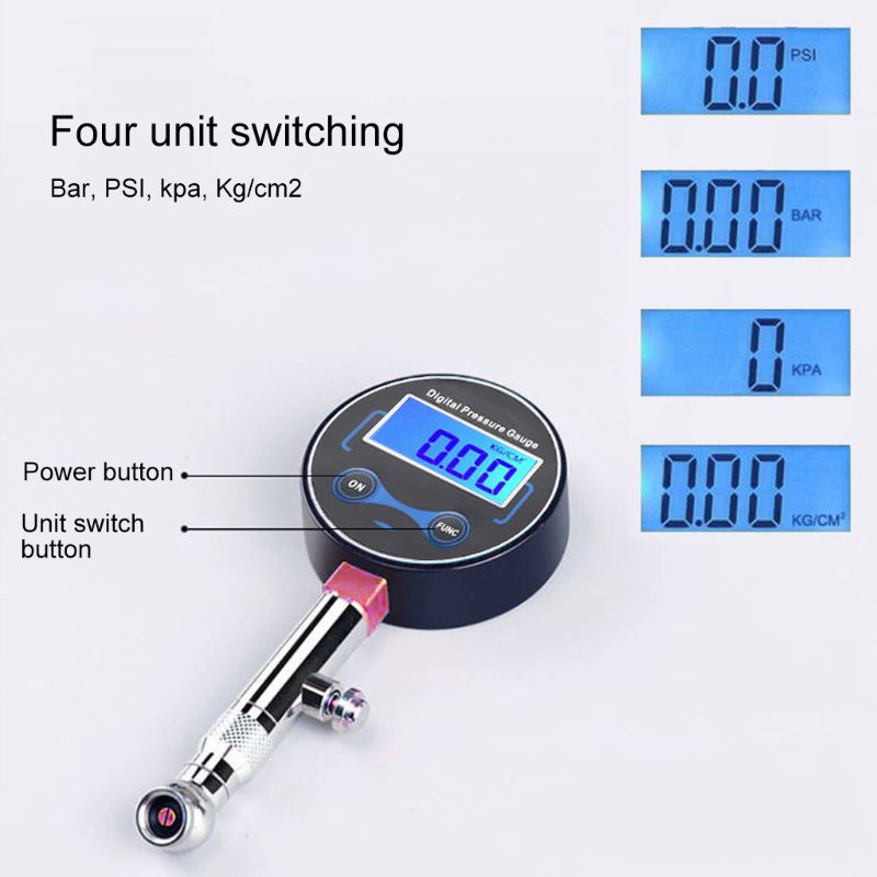 Đồng hồ đo áp suất lốp xe kỹ thuật số 0-200psi có màn hình LCD