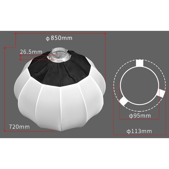 Softbox tròn cầu 65cm, 85cm ngàm bowen