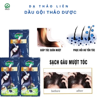 Dầu gội thiên nhiên thảo dược dạ thảo liên sạch gàu chăm sóc dưỡng tóc mềm mượt dạng gói 5,8ml praviti hndg5.8