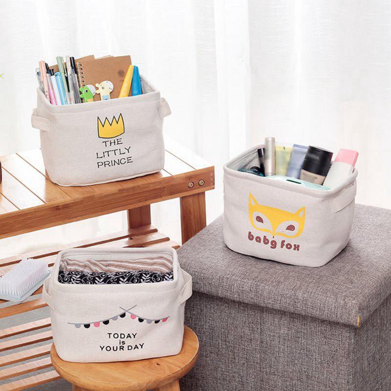 Sundries Organizer Cartoon Cosmetic Case Toy Barrel Box Cloth Storage Basket